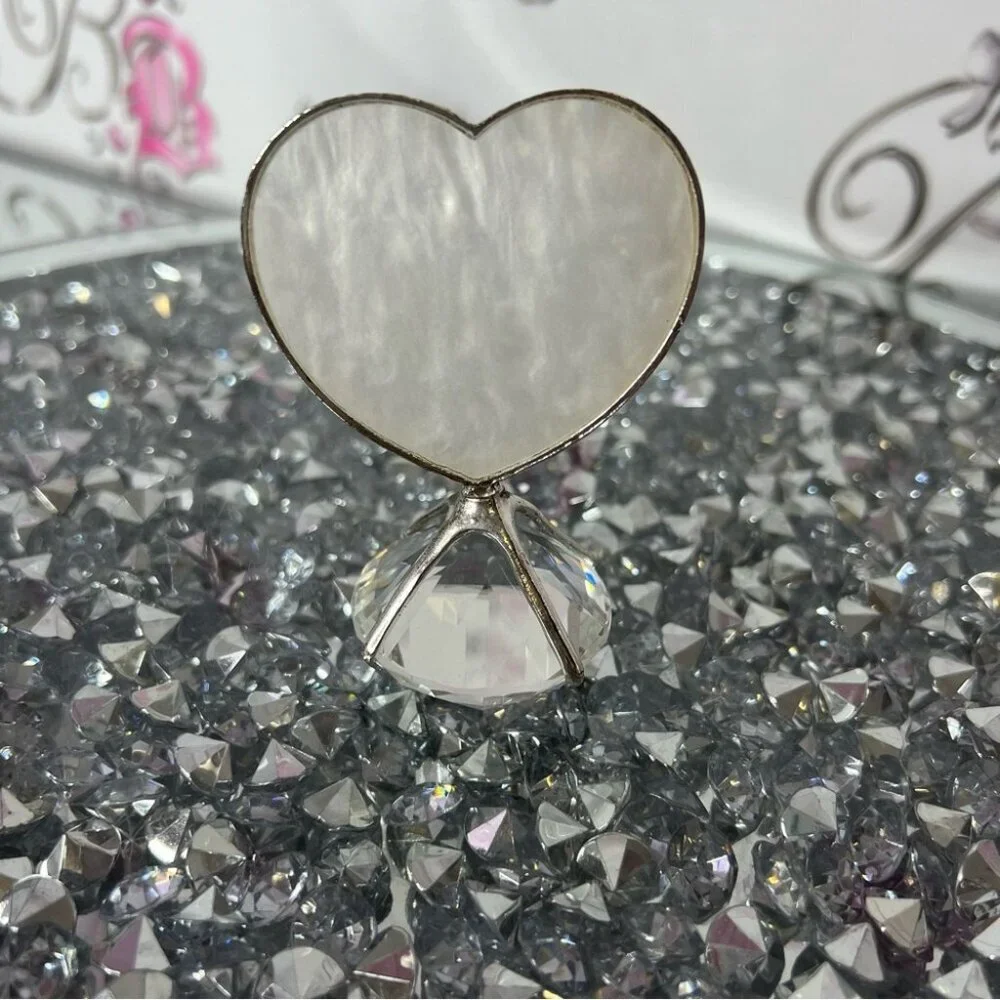 Heart-Shaped diamond White Jewelry Holder display tray silver crystal bling